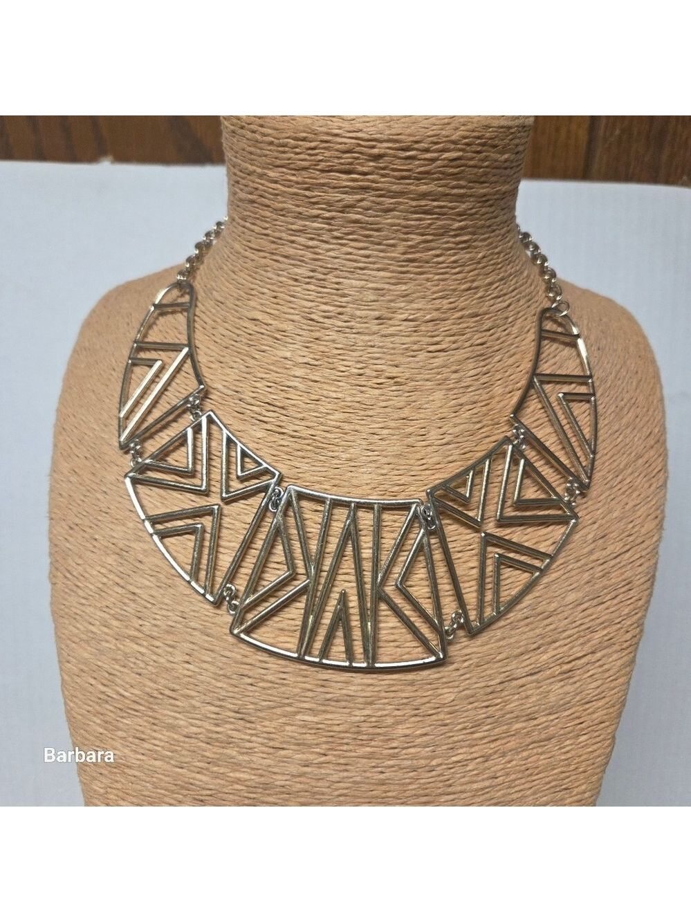 Vintage 90s Modernist Gold-tone Geometric Bib Collar Necklace